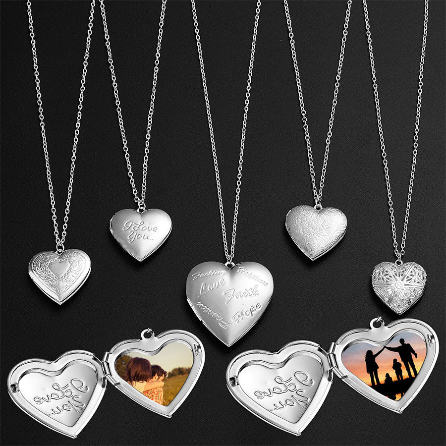 The new carved heart pendant necklace can be opened to store photos. It is a surprise gift for your girlfriend or bestie.