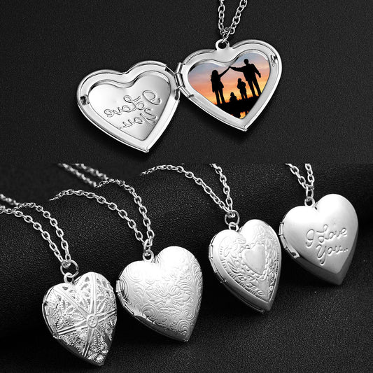 The new carved heart pendant necklace can be opened to store photos. It is a surprise gift for your girlfriend or bestie.