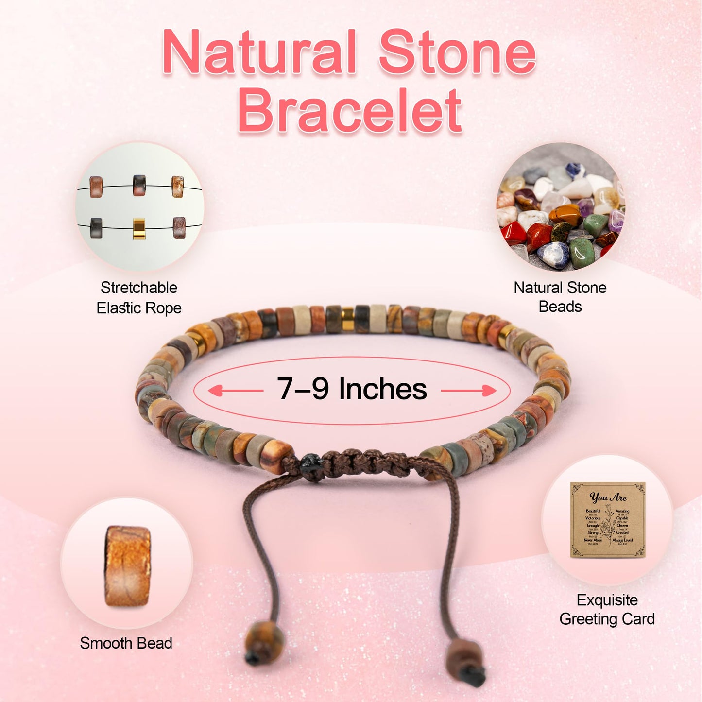 Inspirational Gifts Bracelets for Women Healing Natural Stone Bracelets