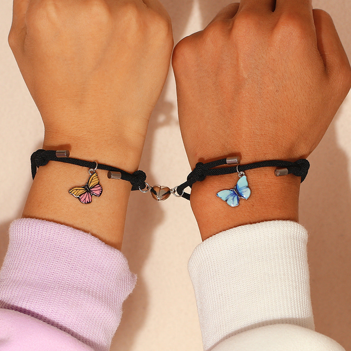 New bracelet colorful luminous butterfly love magnetic black rope charm campus couple bracelet